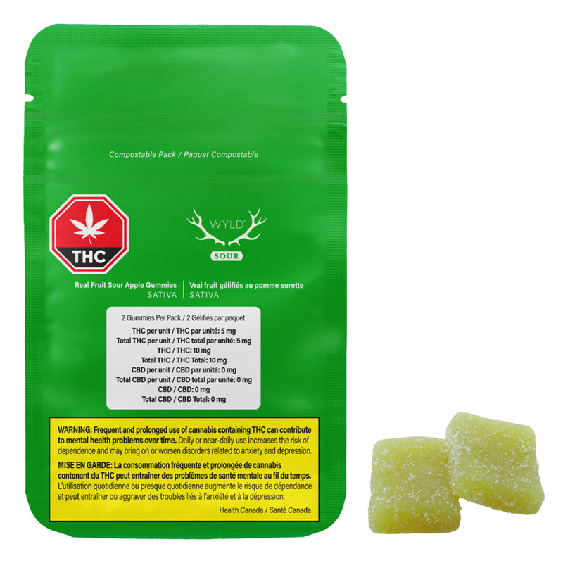 WYLD REAL FRUIT SOUR APPLE (S) CHEW - 5MG THC X 2