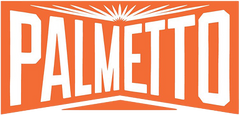 The Palmetto brand logo, featuring bold white text and a stylized sunburst graphic on an orange background.
