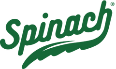 The green cursive wordmark 'Spinach' with a leaf-like underline and registered trademark symbol on a plain white background.