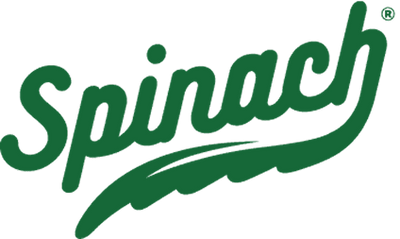 The green cursive wordmark 'Spinach' with a leaf-like underline and registered trademark symbol on a plain white background.